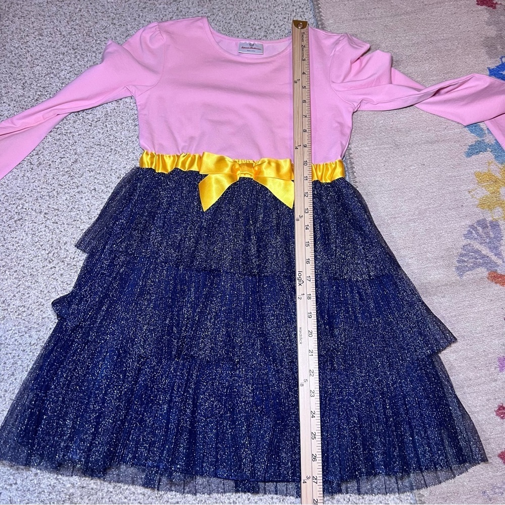Hanna Andersson girls Tulle Tiered Shimmer dress size 130 US Size 8 Pink Black - Picture 10 of 10